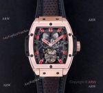 Best Replica Hulot Masterpiece Rose Gold Tourbillon Skeleton Watch Hand-Winding Movement 